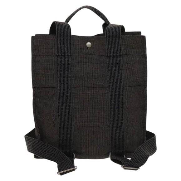 HERMES Her Line Add PM Backpack Canvas Gray Silver Auth - Picture 2 of 16